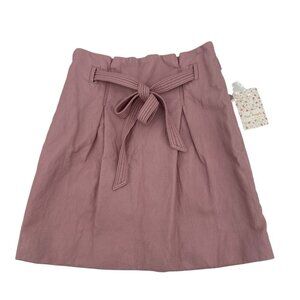 Free People Pink Payton Paper Bag Mini Skirt Size 0 Faux Leather NWT